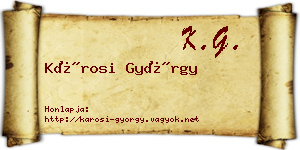 Károsi György névjegykártya